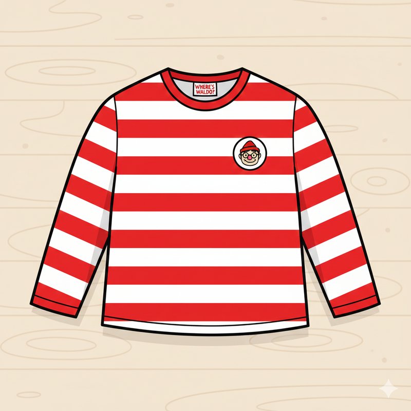 Where's Waldo Costume - Red and White Horizontal Striped Shirt Essential Element