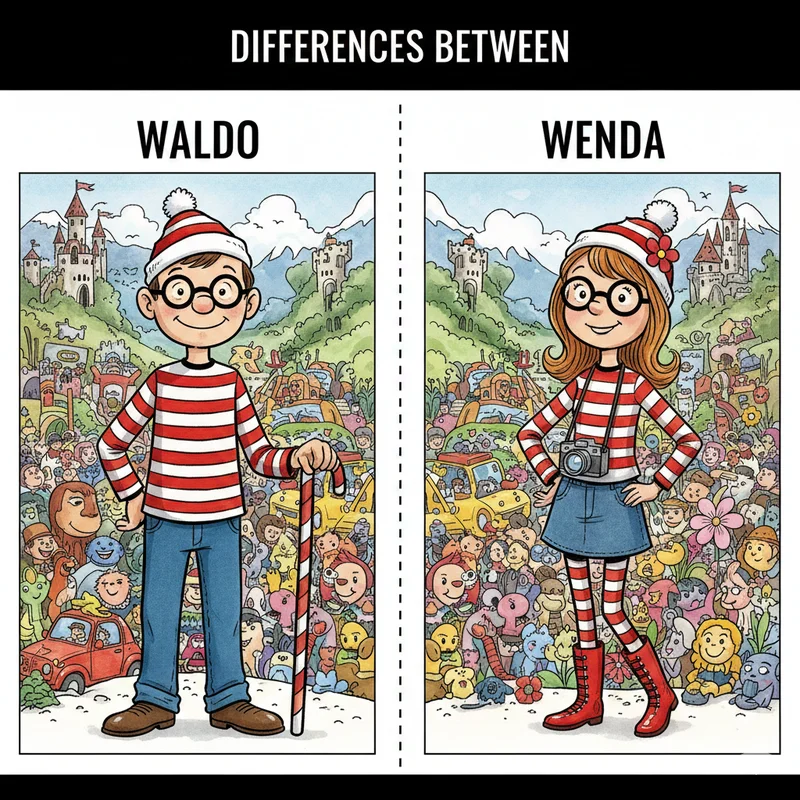Visual Differences Between Waldo and Wenda - Where's Waldo Characters Comparison