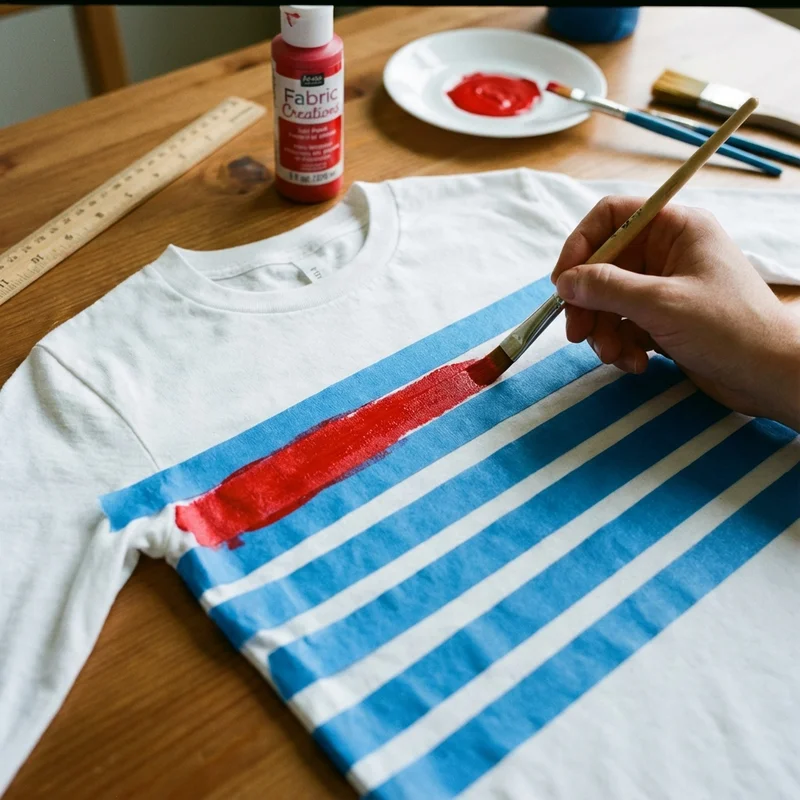 DIY Where's Waldo Shirt - Painting Red and White Stripes with Tape Tutorial