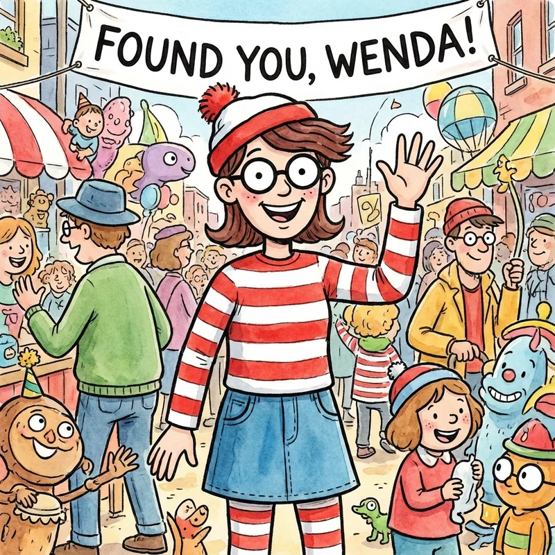 Wenda - Where's Waldo Lady Female Character Companion in Red White Stripes